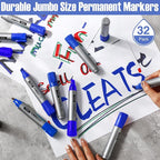 Fuutreo 32 Pcs Jumbo Permanent Markers Bulk Large Chisel Tip Permanent Markers - Image 7