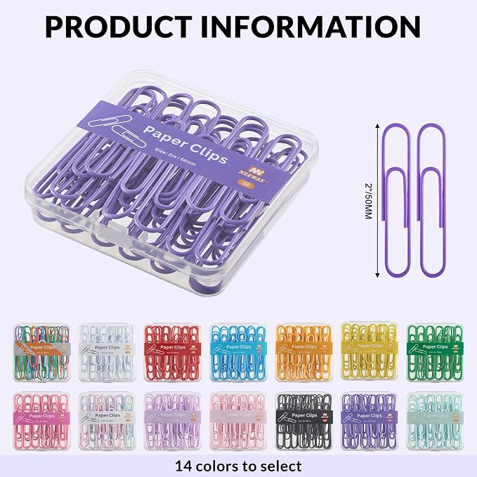 NEEWAY Colorful Large Paper Clips, 2 Inch Jumbo Paper Clips, 3 Pack of 50 - Image 2