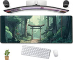 Japanese Green Forest Gaming Mouse Pad Anime Tree Woodland Desk Mat XL Large by DCJJM