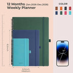 IN-LUXPRO Planner 2026 Daily Weekly and Monthly, 12 Months Spiral Bound - Image 2