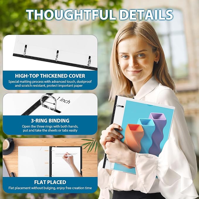 WOT I 1 Inch Telescoping 3 Ring Binder 4 Pack, Expandable Flexible Binder - Image 4