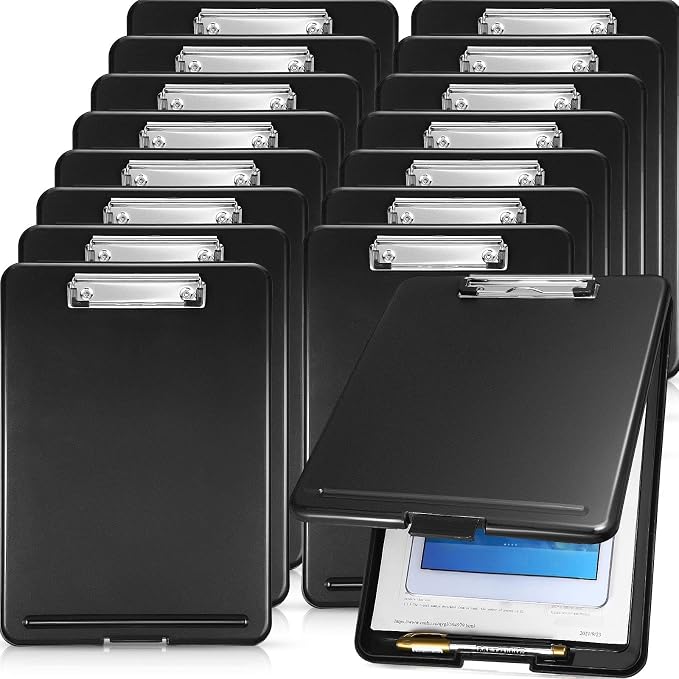 Geyee 16 Pcs Clipboard with Storage Plastic Foldable Nursing Clipboard Storage by Geyee