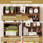 Tangkula Desktop Bookshelf for Computer Up to 32”, 37” Countertop Storage Hutch - Image 7