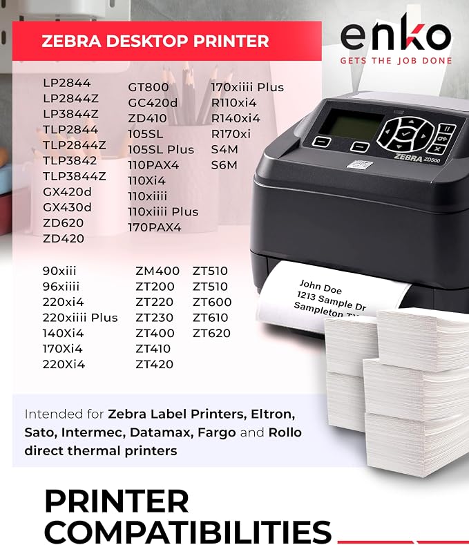 enKo 1 Stack/2000 Labels 4" x 6" Fanfold Direct Thermal Label Compatible - Image 3
