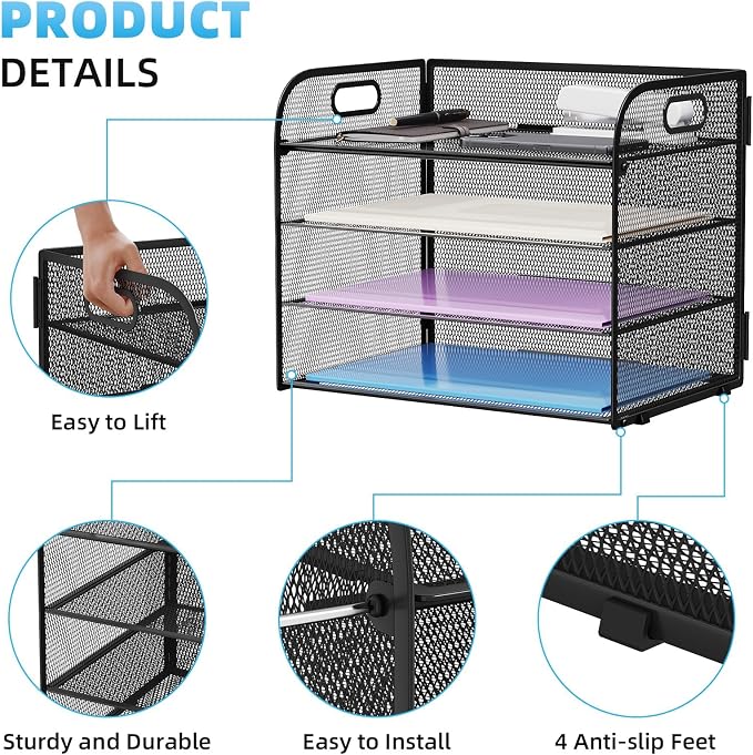 Marbrasse 2 Pack 4 Tier Paper Organizer Letter Tray - Image 4