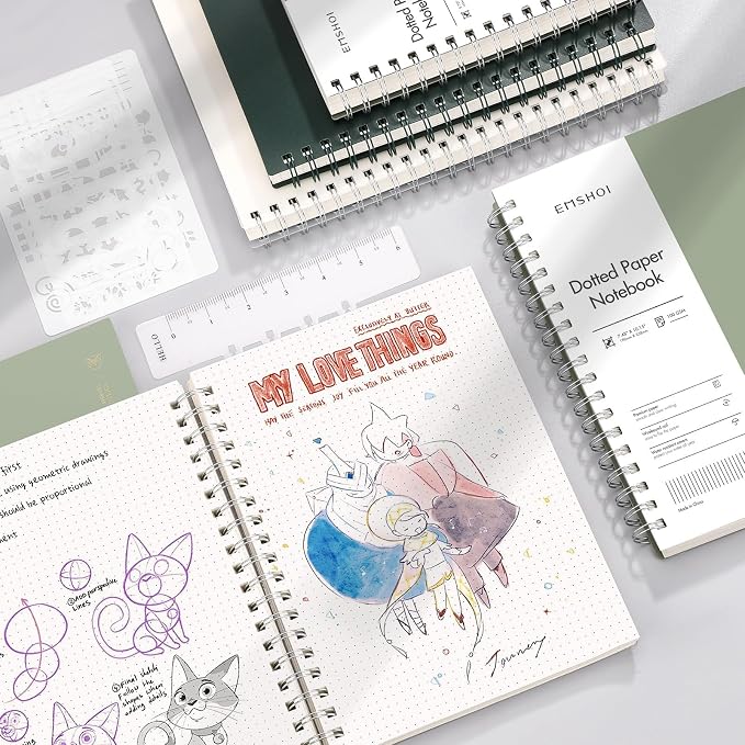 EMSHOI Spiral Notebook Bullet Dotted journal, A5 Dotted Grid Notebook - Image 7