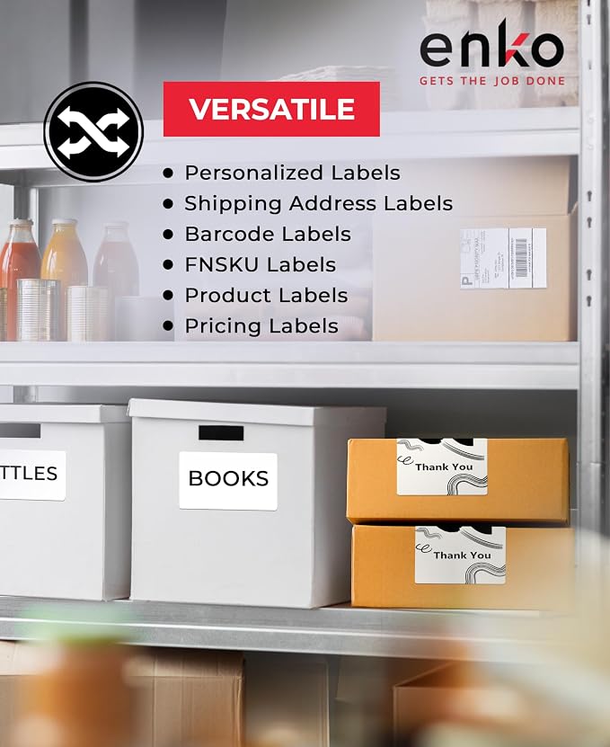 enKo 2 Stacks/2000 Labels 4"x6" Fanfold Direct Thermal Labels Compatible - Image 4