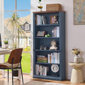 RWYHG 70" Blue Tall Bookshelf, 5-Tier Thick Wooden Book Shelf by RWYHG