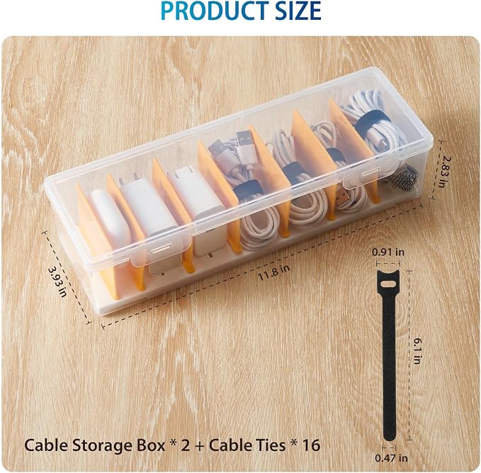 Fzooua 2 Pack Cable Organizer Storage Box - Image 2