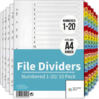 Binder Dividers with Tabs 1-20 Numbered – A4 | Dividers by ThePaperShop