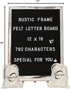 Felt Letter Board with Rustic Vintage Frame and Stand 12x16 inch, Numbers and - Image 8