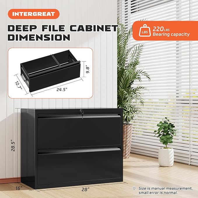 INTERGREAT Lateral File Cabinet 2 Drawer, Locking File Cabinet - Image 3