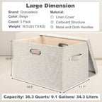 Graciadeco Large 17" 36 Quart Collapsible Stackable Storage Bins - Image 2