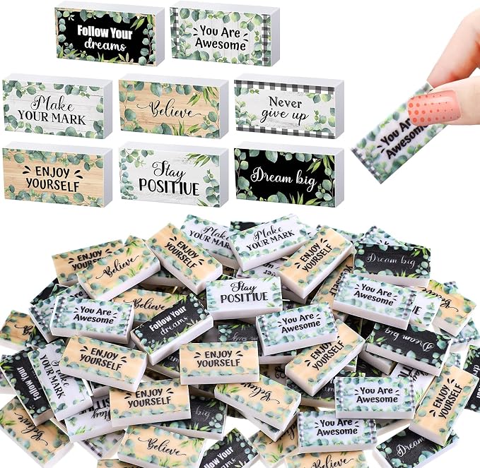 Dunzoom 100 Pcs Inspirational Pencil Erasers Bulk by Dunzoom
