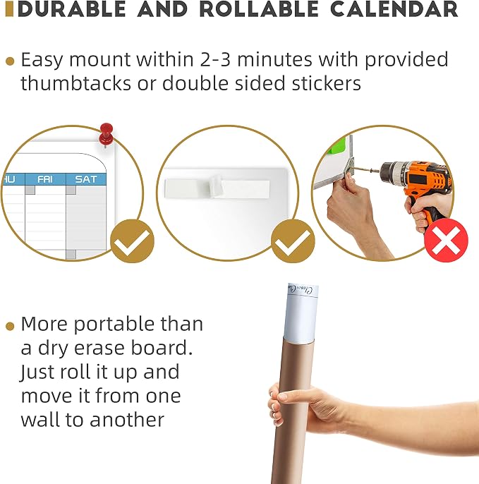 CLEVER CLEAN Large Dry Erase Wall Calendar - Image 5