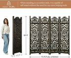 5.75Ft Room Divider Wood Screen, 33Lbs Durable MDF Carved Rustic Style Headboard - Image 5