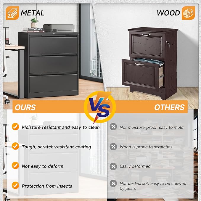 Bestoo 3-Drawer Lateral File Cabinet - Image 5
