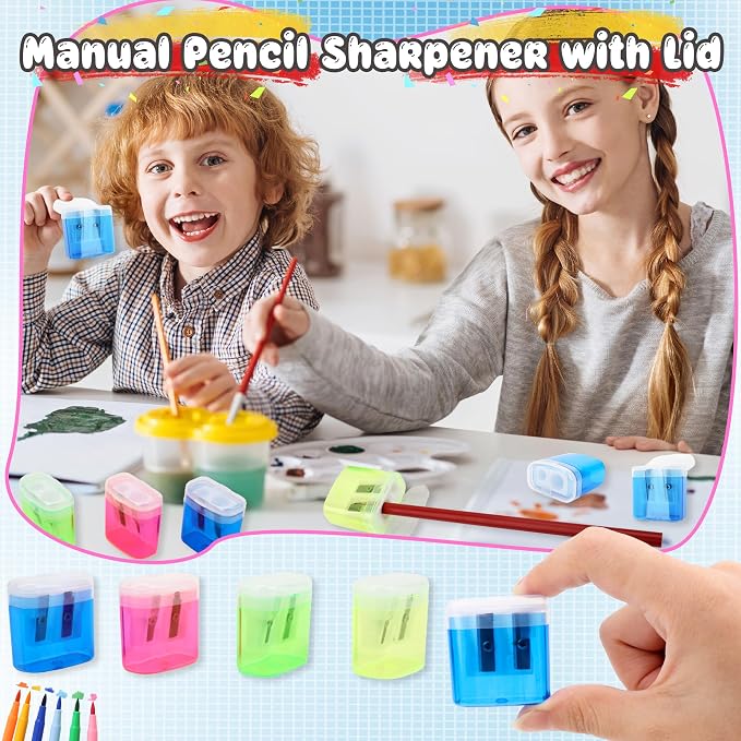 120 Pieces Pencil Sharpeners Bulk Colored Dual Holes Sharpeners Portable Manual - Image 5