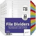 Binder Dividers with Tabs 1-20 Numbered – A4 | Dividers by ThePaperShop