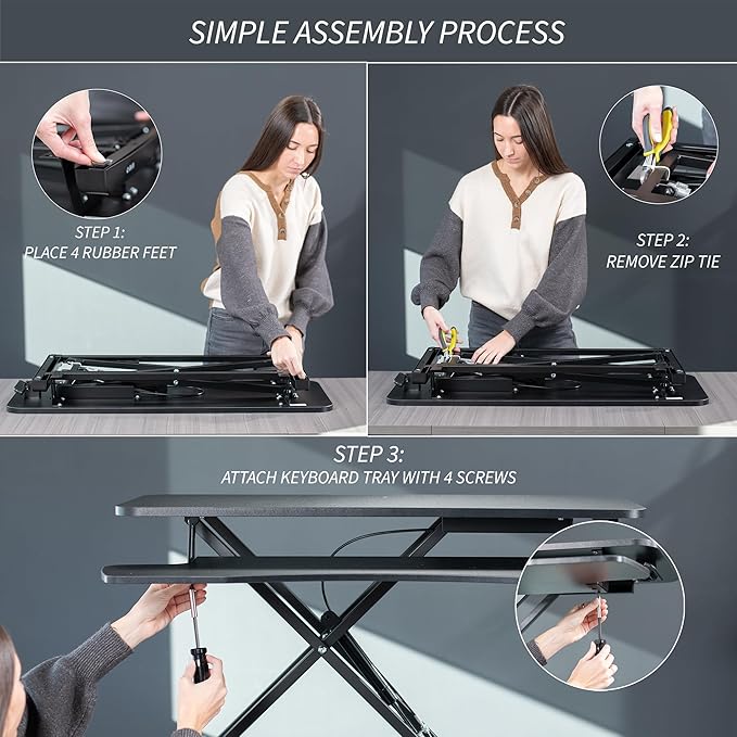 VIVO 36 inch Desk Converter, K Series, Height Adjustable Sit to Stand Riser - Image 7
