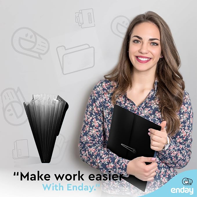 Accordion File Organizer Black, 7 Pocket Expanding File and Cover Folder - Image 6