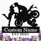 Custom Motorcycle Couple Metal Signs Personalized Biker Couple Name Sign Custom by HengMeiZiK