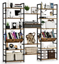 NUMENN Triple Wide 6 Tier Bookshelf, Adjustable Rustic Industrial Style Book by NUMENN