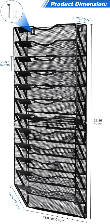 Solinxe Wall File Holder, 12 Pockets Hanging File Folder, Paper Organizer - Image 7