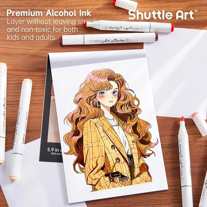 Shuttle Art 36 Colors Skin Tone&Hair Art Markers, Dual Tip Alcohol Based Marker - Image 4