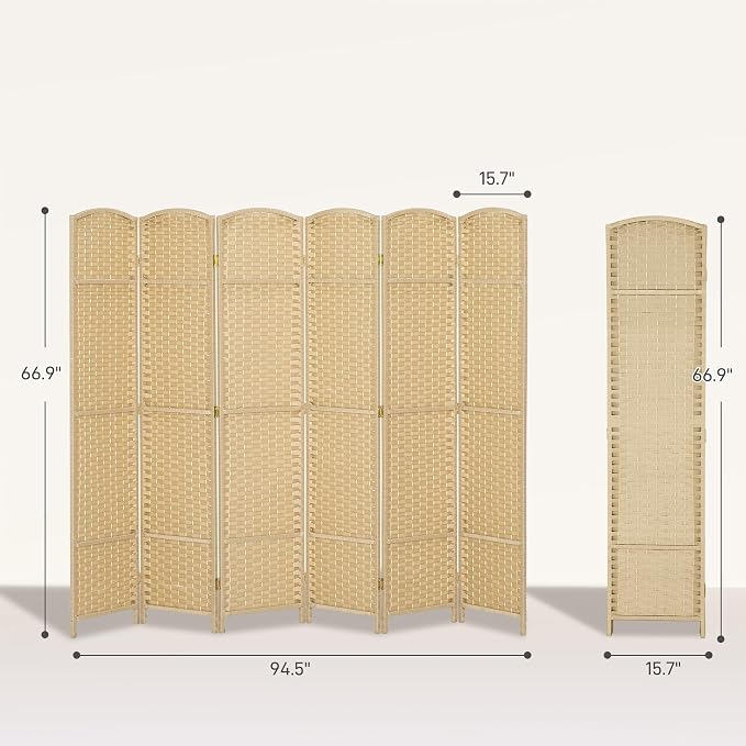 HOMCOM Room Divider, 6 Panel Folding Privacy Screen, 5.6' Tall Freestanding - Image 7