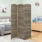 HOMCOM 3 Panel Room Divider, Hand-Woven Freestanding Wall Partition - Image 2