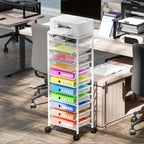 Simple Trending 12 Tier Rolling File Cart, Wood Desk File Organizer - Image 6