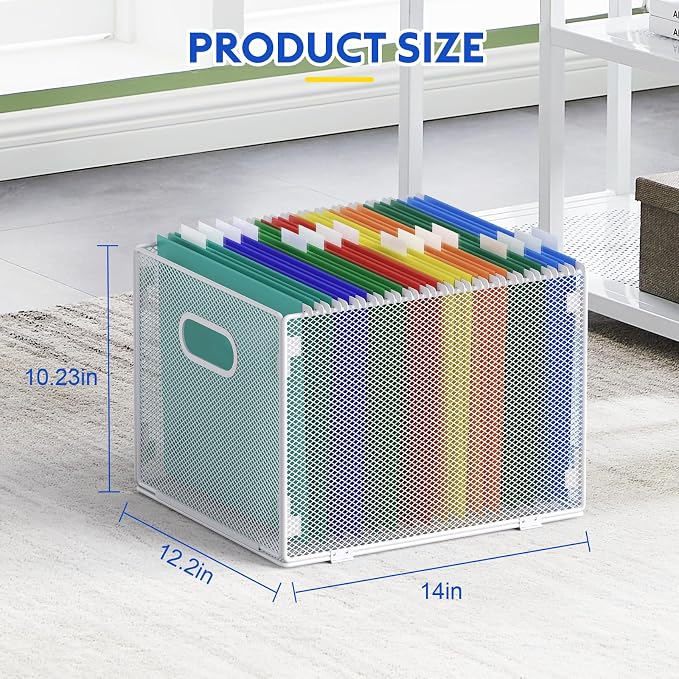 Samstar Hanging File Organizer, Mesh File Folder Organizer Crate Cabinet - Image 3