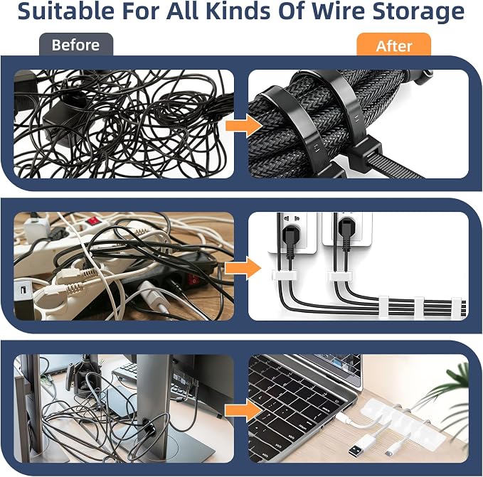 319pcs Cable Management Organizer Kit, Desk Cord Organizer, 98 Adhesive Cable - Image 3
