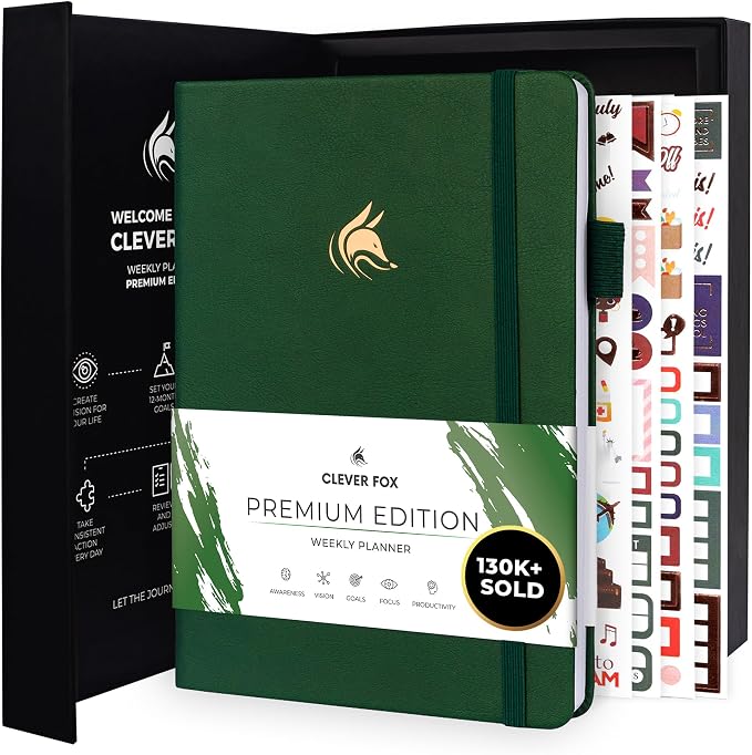 Clever Fox Planner Premium Edition – Undated Luxurious Weekly & Monthly Planner by CleverFox