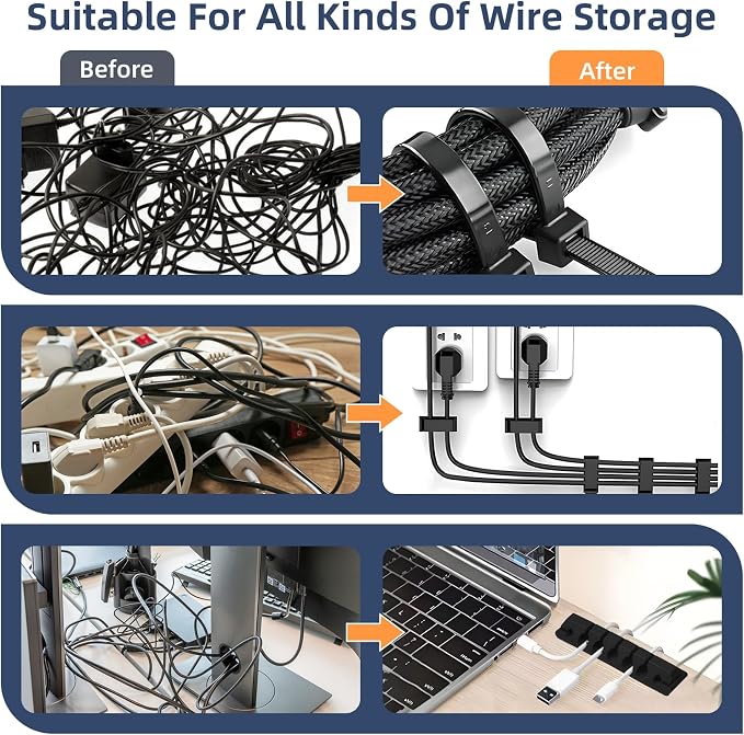 319pcs Cable Management Organizer Kit, Desk Cord Organizer, 98 Adhesive Cable - Image 3