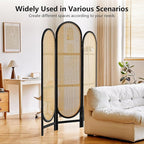Asnefeli Room Divider 3 Panel, Hand-Woven Rattan Room Divider - Image 3