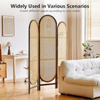 Asnefeli Wood Room Divider 3 Panels, Folding Rattan Room Divider Wall, Unique - Image 6