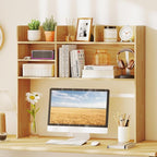 Tangkula Desktop Bookshelf for Computer Up to 32”, 37” Countertop Storage Hutch - Image 3