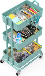 Simple Houseware 3-Tier Heavy Duty Metal Utility Rolling Cart - Image 3