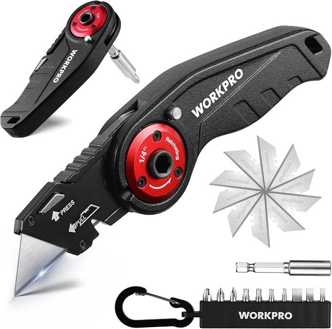 WORKPRO Folding Utility Knife, 2-in-1 Multitool Knife by WORKPRO