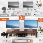 HEWORLIF Dual Monitor Stand Riser, Wood and Steel Monitor Riser, Long Computer - Image 5