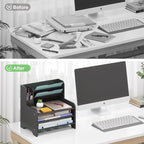 Wisuce Essentials Bamboo Desk Organizer Mail Holder Countertop Letter Tray File - Image 5