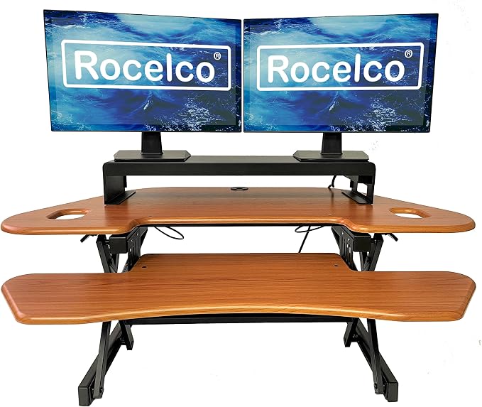 Rocelco 46" Height Adjustable Corner Standing Desk Converter - Image 2