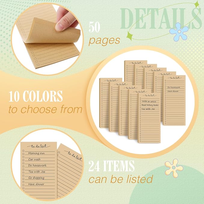 Censen 10 Pack 500 Sheets To Do List Notes Daily Checklist Notepads - Image 4
