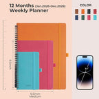 IN-LUXPRO Planner 2026 Daily Weekly and Monthly, 12 Months Spiral Bound - Image 2