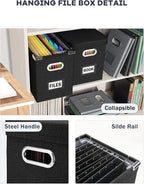 Oterri File Organizer Box with Lid, Hanging Filing File Box with Mesh Pocket - Image 5