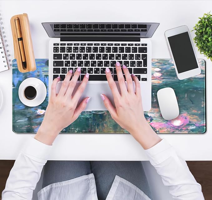 Desk Mat Cute Abstract Oil Painting Mouse Pad Boho Floral Desk Pad XL Large - Image 5