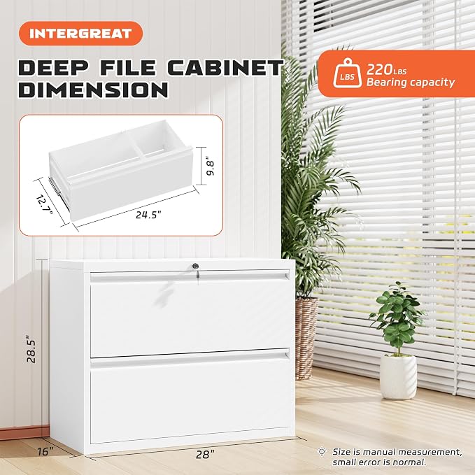 INTERGREAT Lateral File Cabinet 2 Drawer, Locking File Cabinet - Image 3