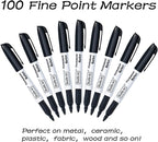 Shuttle Art 100 Pack Black Permanent Markers, Fine Point Permanent Marker Pens - Image 2